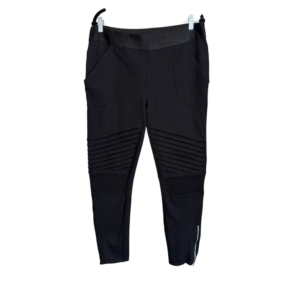 Smitten Pants Women XL Black Ankle Zip Pull On Biker Motorcycle Athletic Stretch
